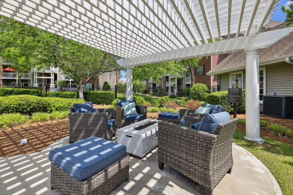 Photo of outdoor patio with outdoor furniture table and chairs
